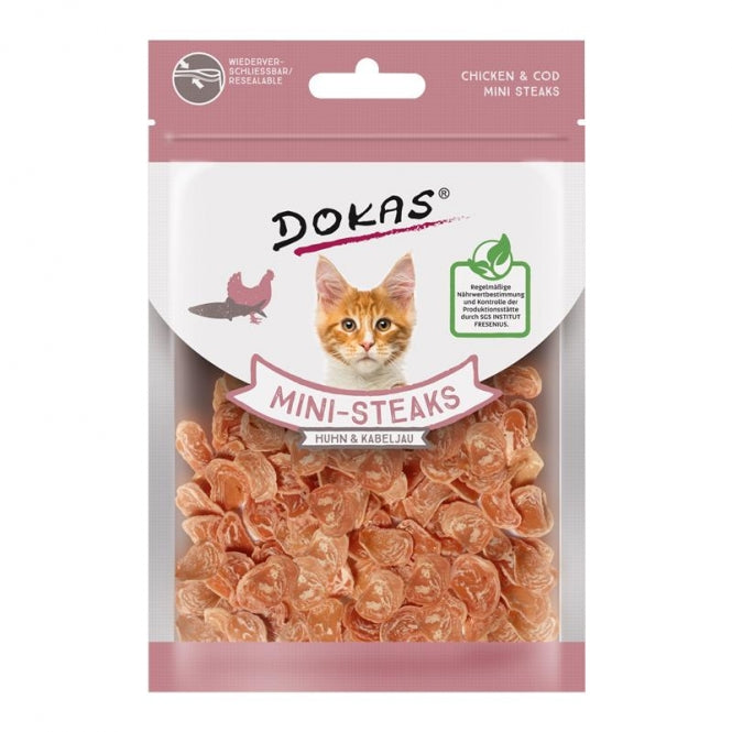 Dokas Cat Snack Ministeak Huhn & Kabeljau - 25g