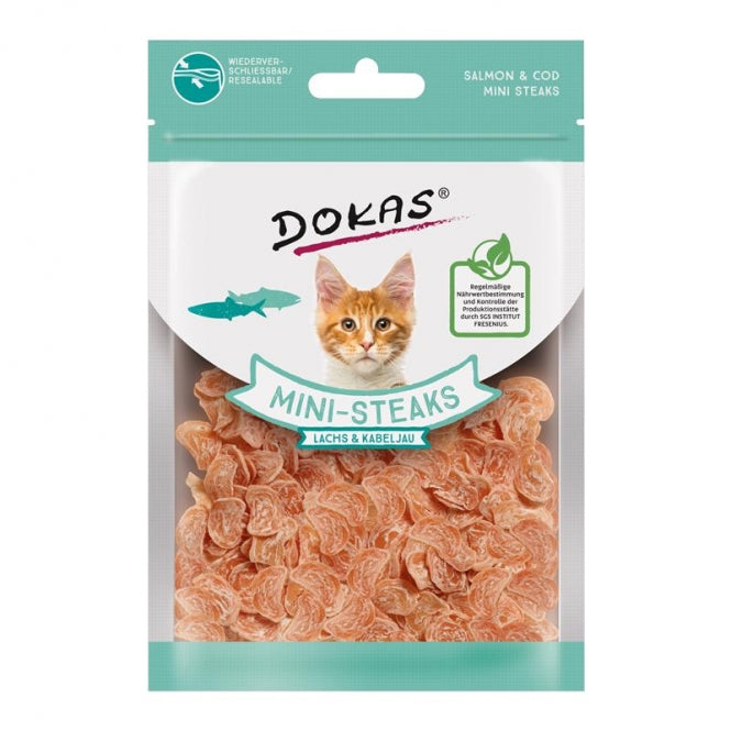 Dokas Cat Snack Ministeak Lachs & Kabeljau - 25g