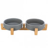Trixie Napf-Set aus Keramik/Holz - grau/natur